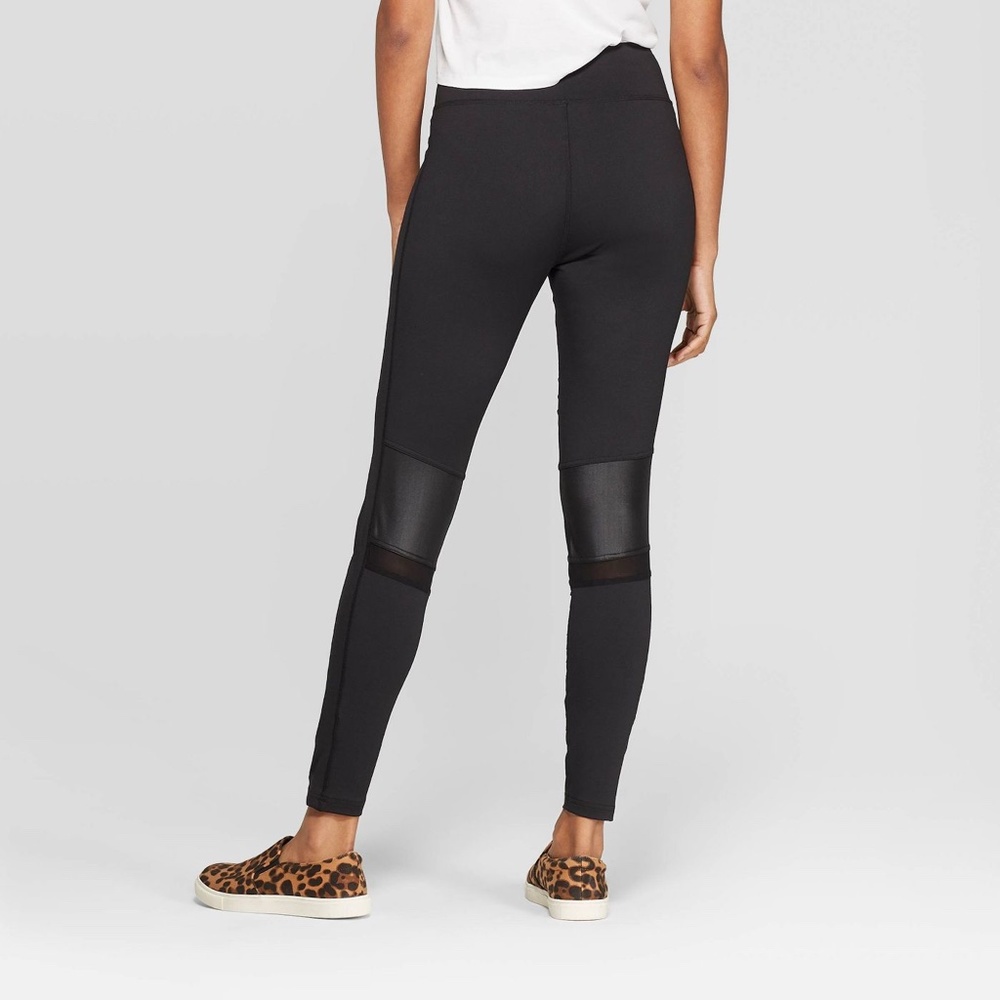 A New Day Black High Waist Moto Leggings Medium - Picture 2 of 2